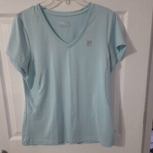 Nice preowned Fila V-neck top. SIze XL. Color: Baby Blue